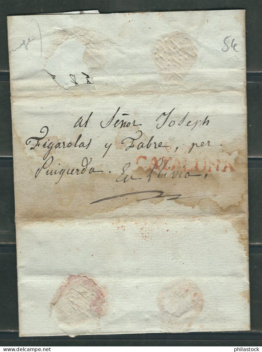 ESPAGNE 1841 Marque Postale  Taxée De Lliva Pour Puycerda - ...-1850 Vorphilatelie