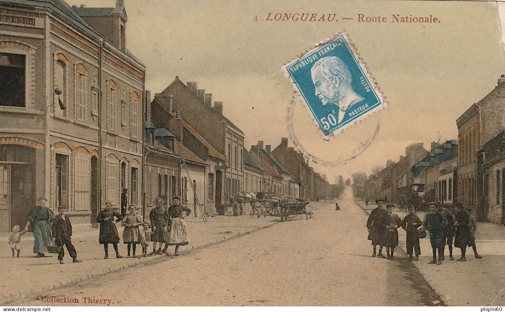 LONGUEAU  -  80  -  Route Nationale - Attelage De Chevaux - Ecole - Longueau