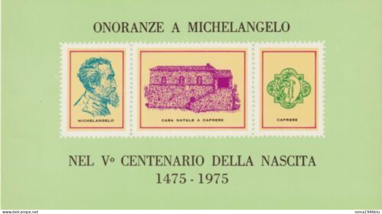 ITALIA 1975 MICHELANGELO V° CENTENARIO DELLA NASCITA - Erinnophilie