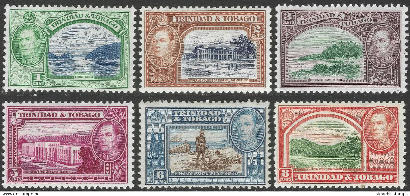 Trinidad & Tobago. 1938-44 KGVI. 6 MH Values To 8c. (1c, 2c, 3c, 4c, 6c, 8c) SG 246etc. M2124 - Trinidad & Tobago (...-1961)