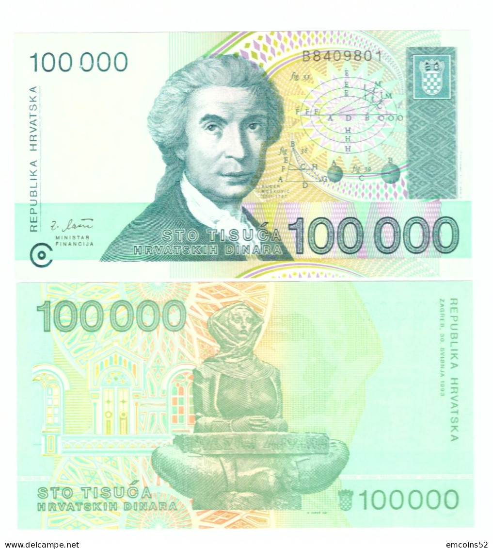 CROATIA 100000 DINARA1993 P-27 UNC - Croatie