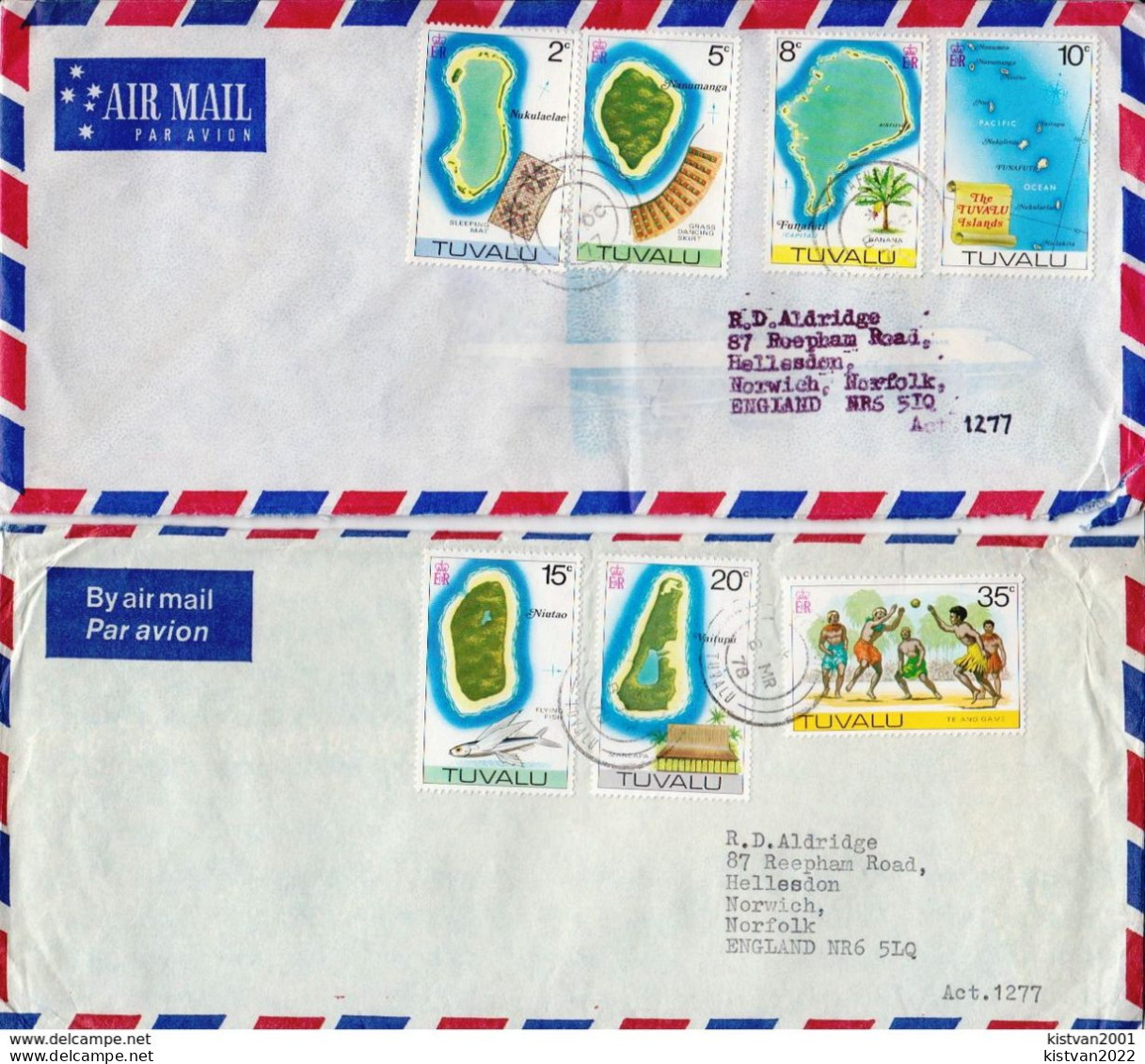 Postal History: 4 Tuvalu Covers With 13 Stamps, 10 Different - Tuvalu (fr. Elliceinseln)