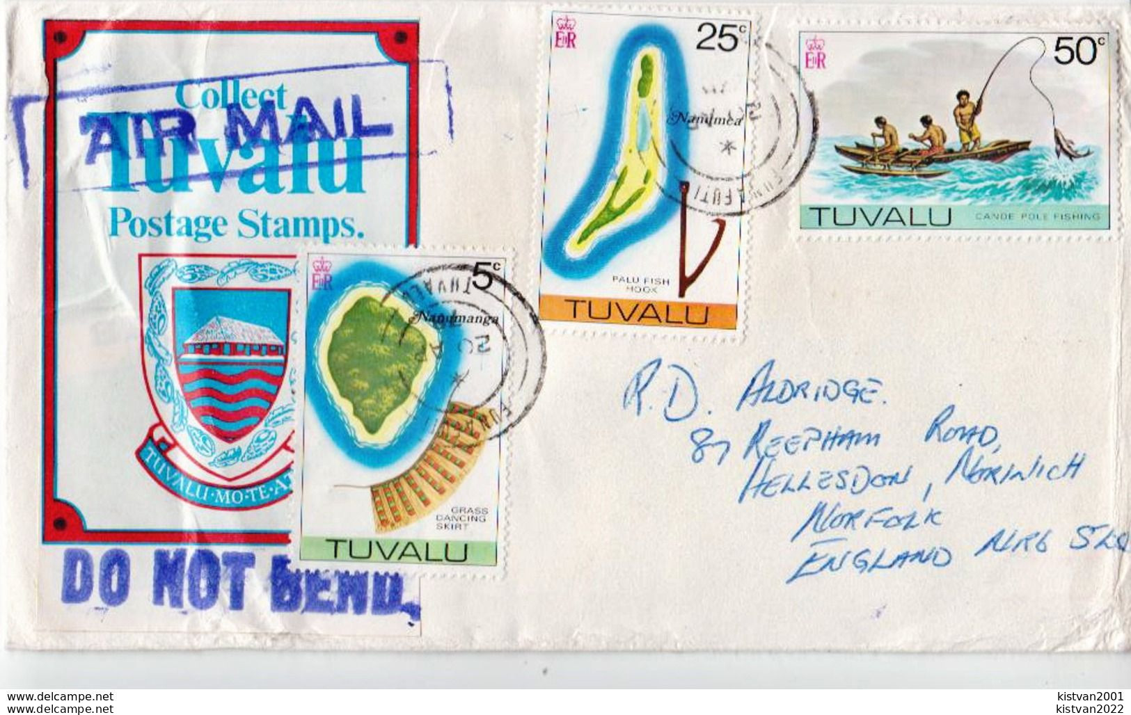 Postal History: 4 Tuvalu Covers With 13 Stamps, 10 Different - Tuvalu (fr. Elliceinseln)