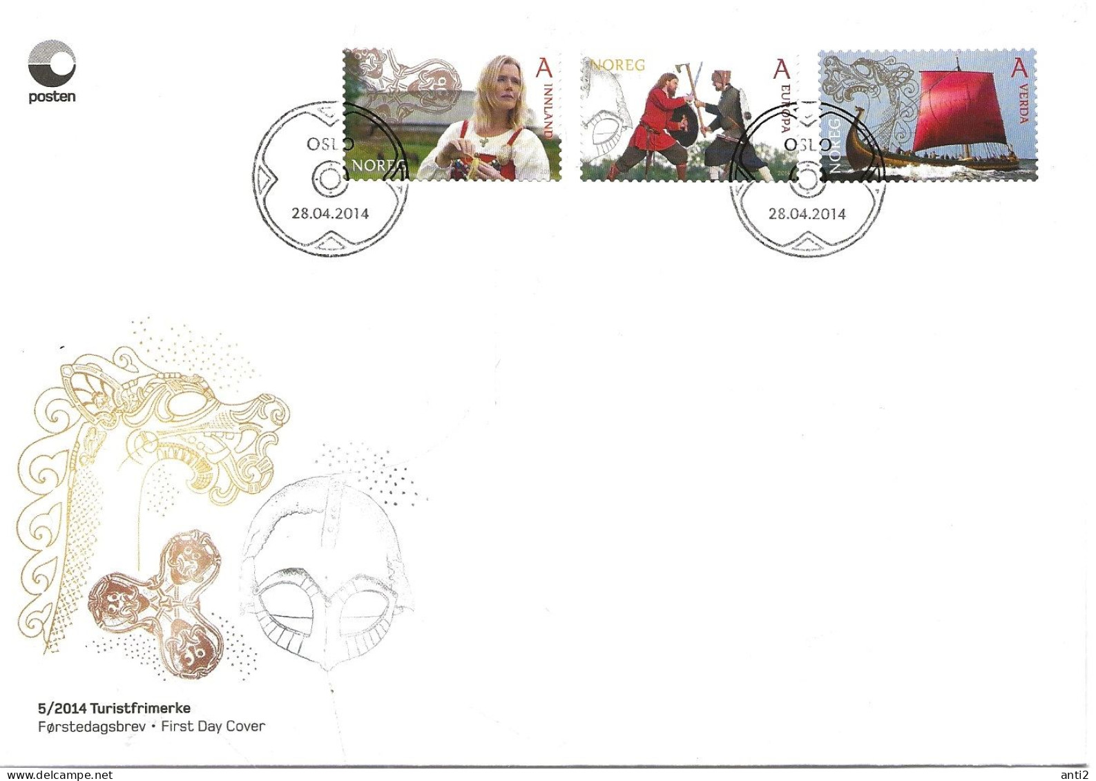 Norway 2014 Tourism: The Norwegian Vikings  Mi 1844 - 1846 FDC - Covers & Documents