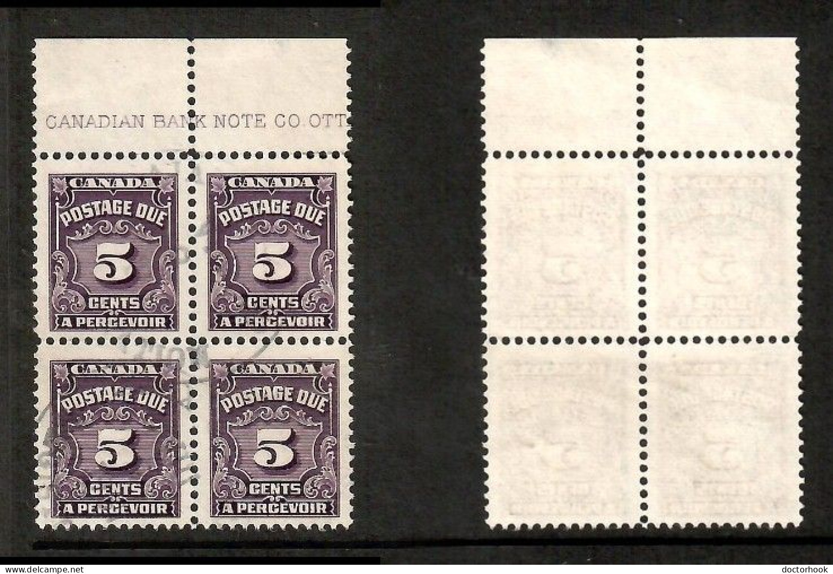 CANADA   Scott # J 18 USED BLOCK Of 4 W/TABS (CONDITION AS PER SCAN) (CAN-203) - Blokken & Velletjes