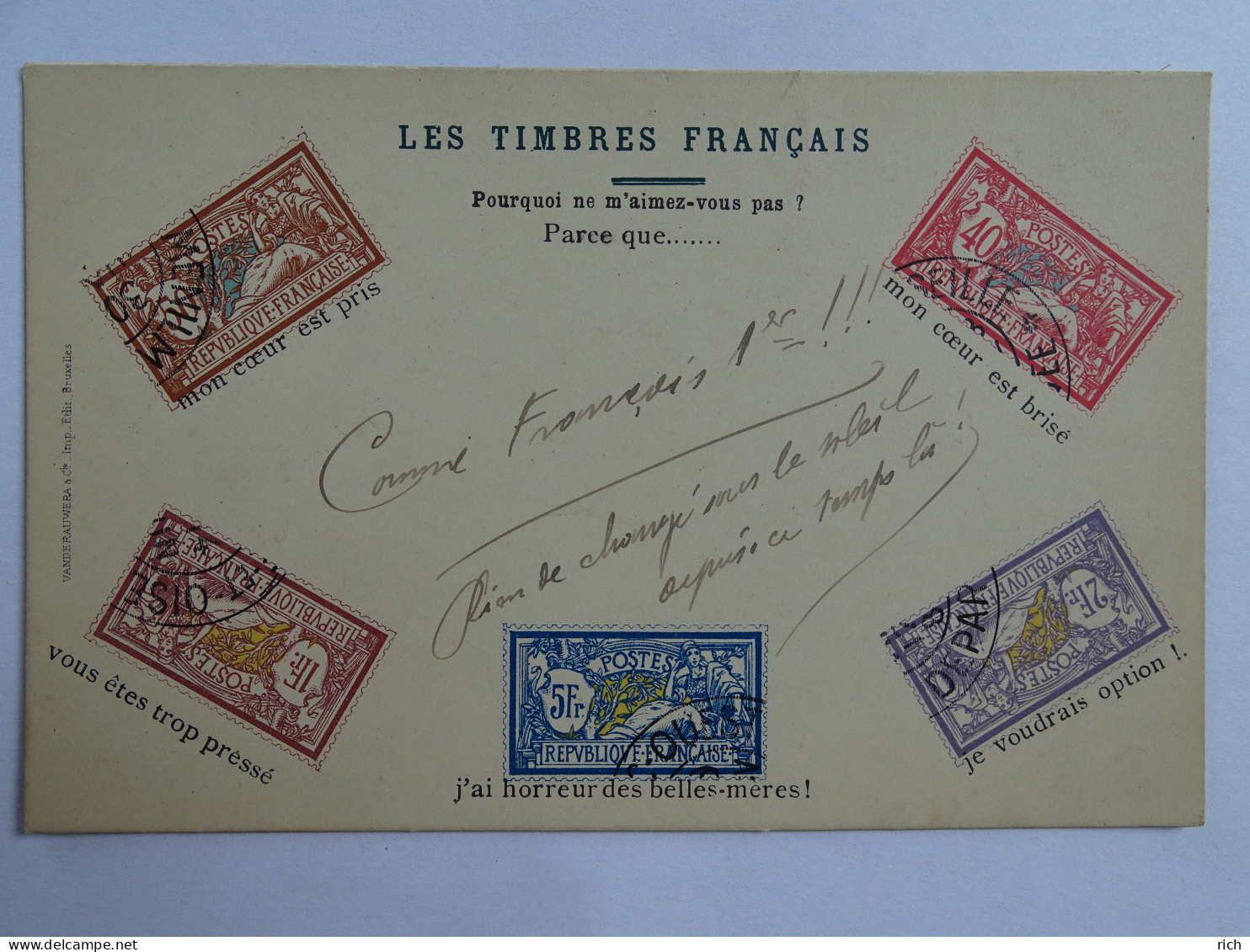 CPA Les Timbres Français - Humour - Pourquoi Ne M'aimez-vous Pas ? Parce Que ...  J'ai Horreur Des Belles-mères - Briefmarken (Abbildungen)