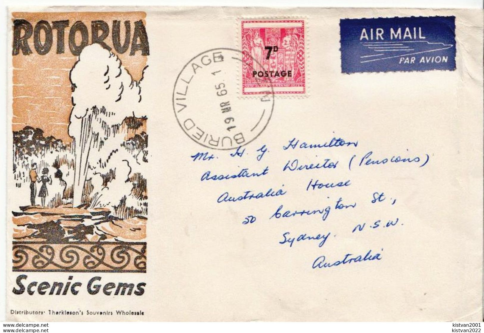 Postal History: New Zealand Rotorua Cover With Buried Village Cancel - Volcanos