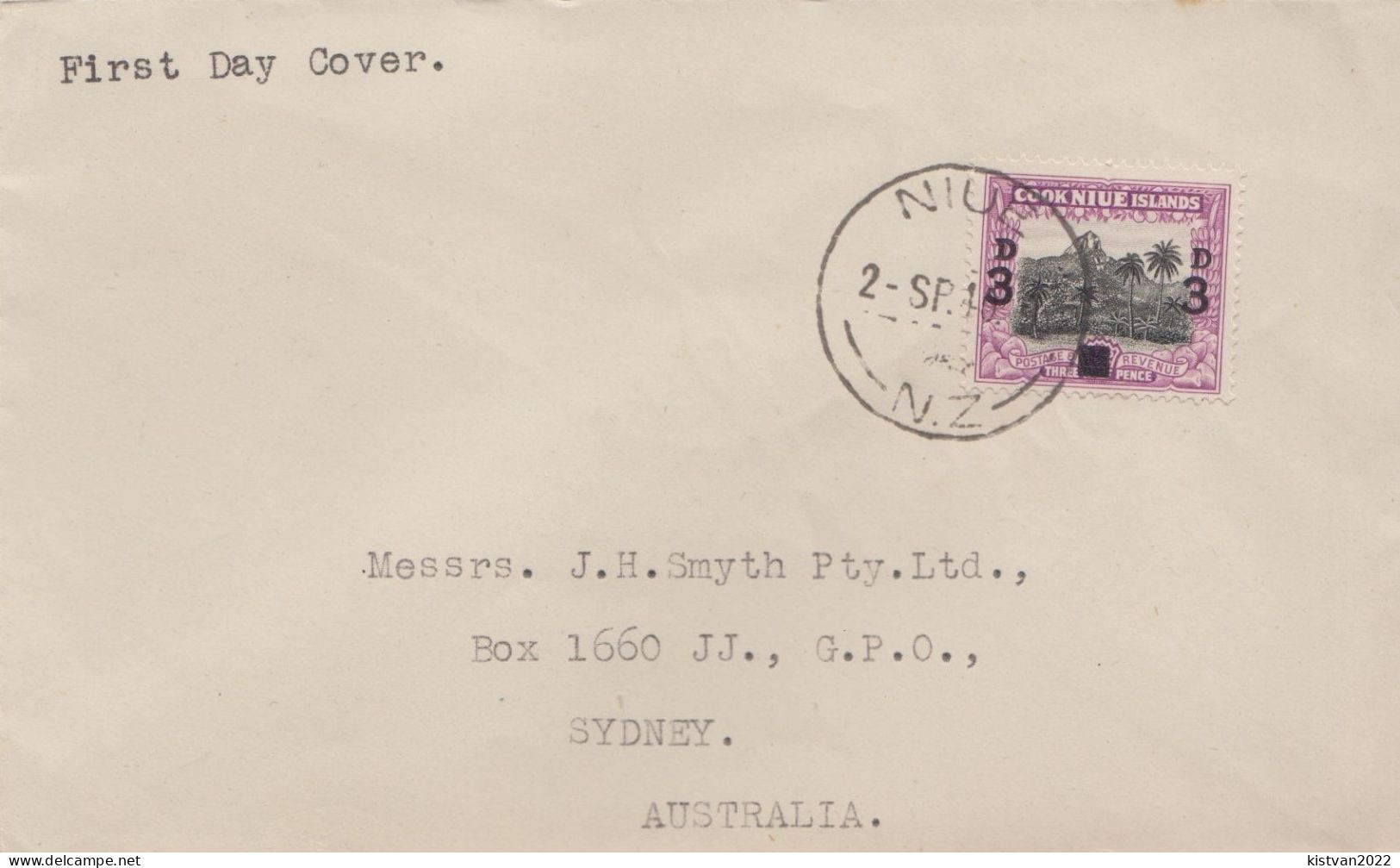 Postal History: Niue / Cook Islands Cover With Revalued Stamp From 1940 - Niue