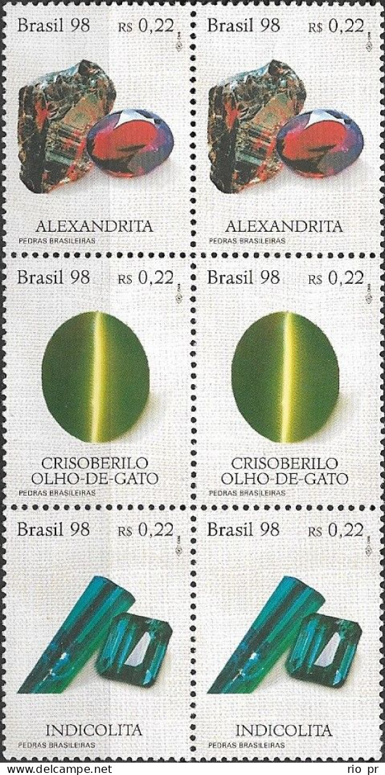 BRAZIL - BLOCK OF SIX BRAZILIAN GEMSTONES 1998 - MNH - Other & Unclassified