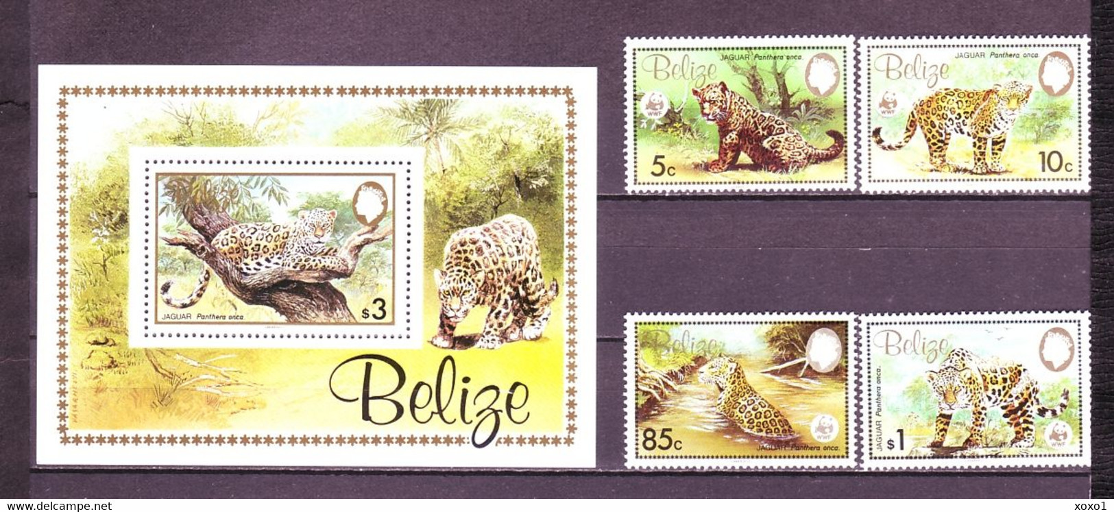 Belize 1983 MiNr. 719 - 723 (Block 61) WWF Big Cats (cats Of Prey) Jaguar (Panthera Onca)  4v + S\sh  MNH** 15.50 € - Belize (1973-...)