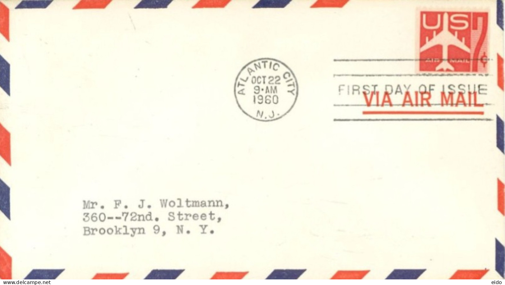 U.S.A.. -1960 -  FDC STAMP OF US AIR MAIL SENT TO NEW YORK - Covers & Documents