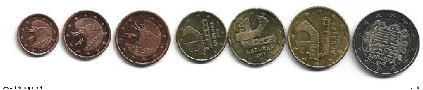 ANDORRA. EURO NEW CURRENCY. 7 Coins, Uncirculated - Andorra