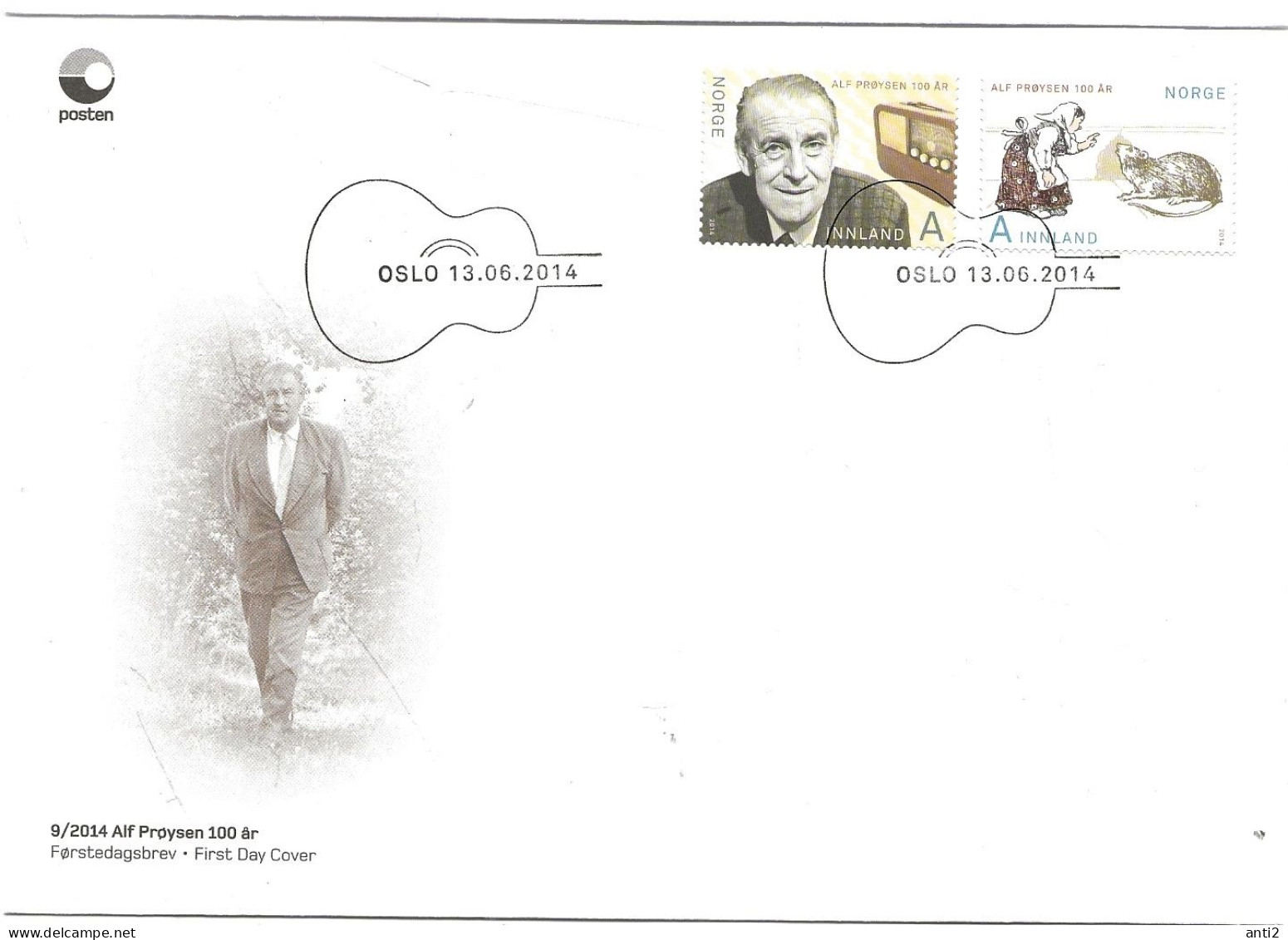 Norway 2014  100th Birth Anniversary Of Alf Prøysen, Writer And Musician;  Kurer Radio,  Mi 1860-1861 FDC - Brieven En Documenten