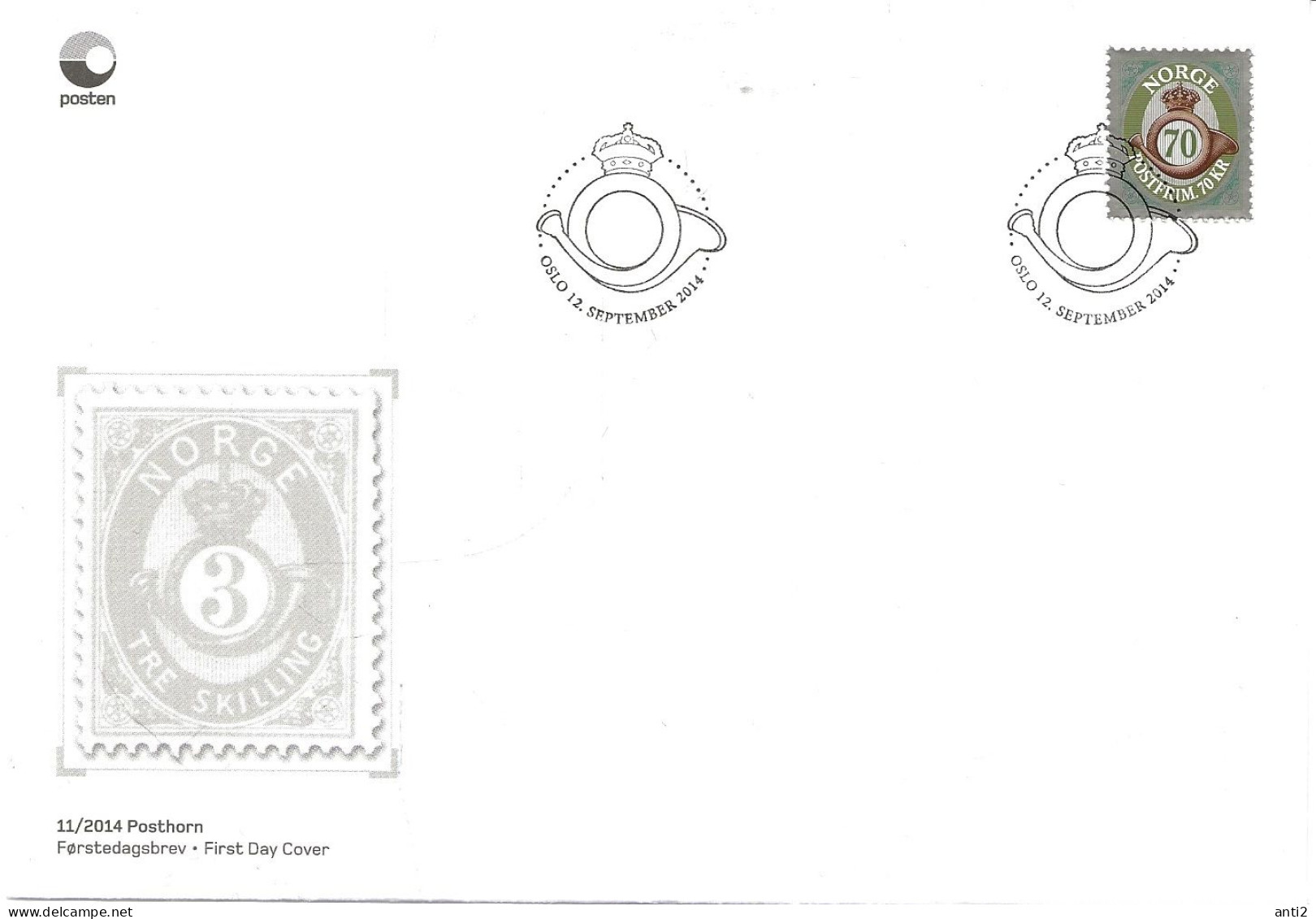 Norway 2014  Post Horn, 70 Kr  Mi 1865 FDC - Lettres & Documents