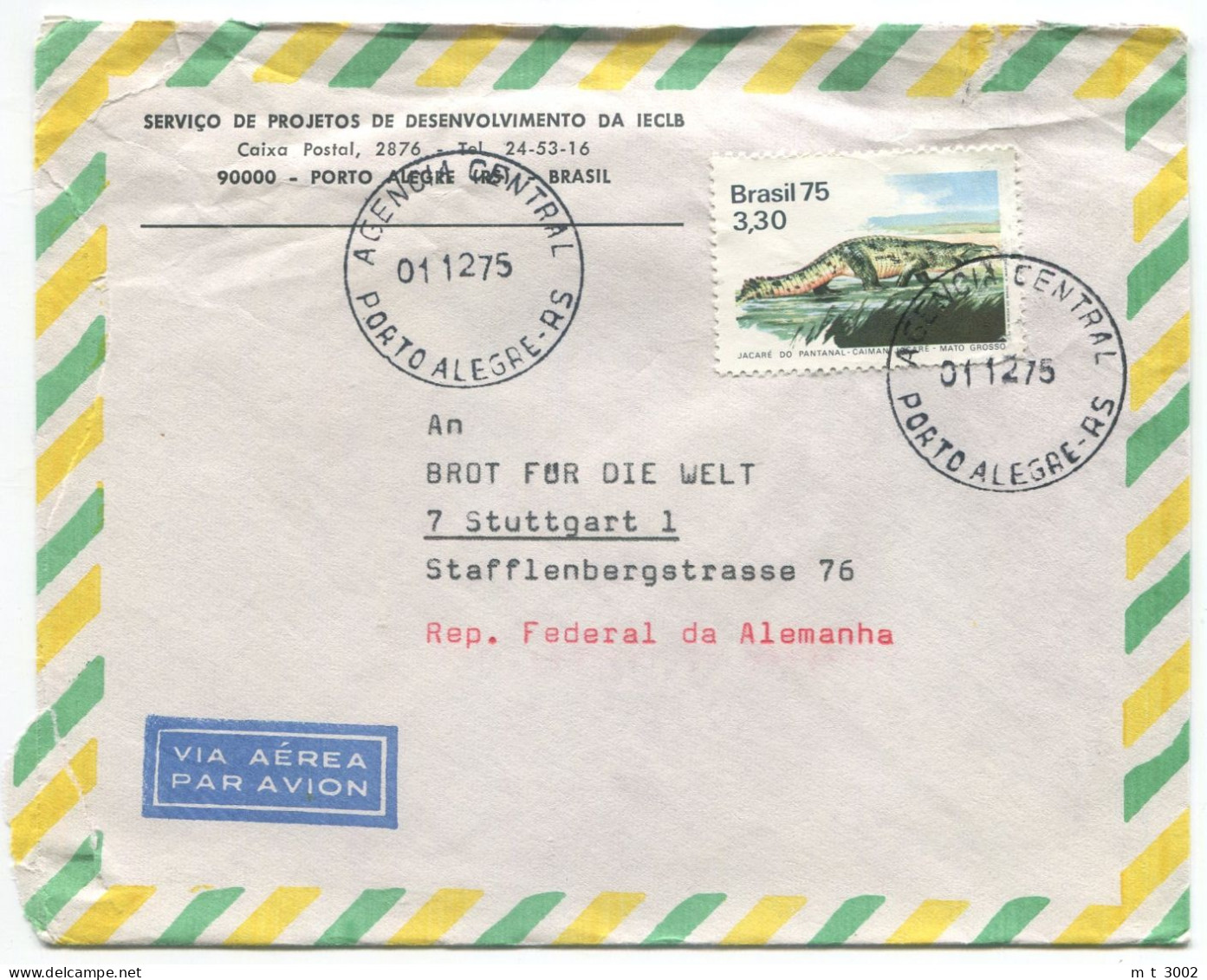 Cover Porto Alegre 1975 Crocodile - Lettres & Documents