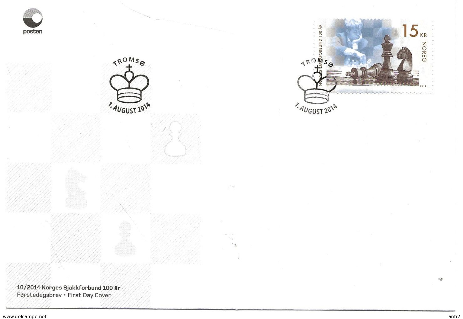 Norway 2014  Centenary Of The Norwegian Chess Federation, Oslo  Mi 1863 FDC - Lettres & Documents