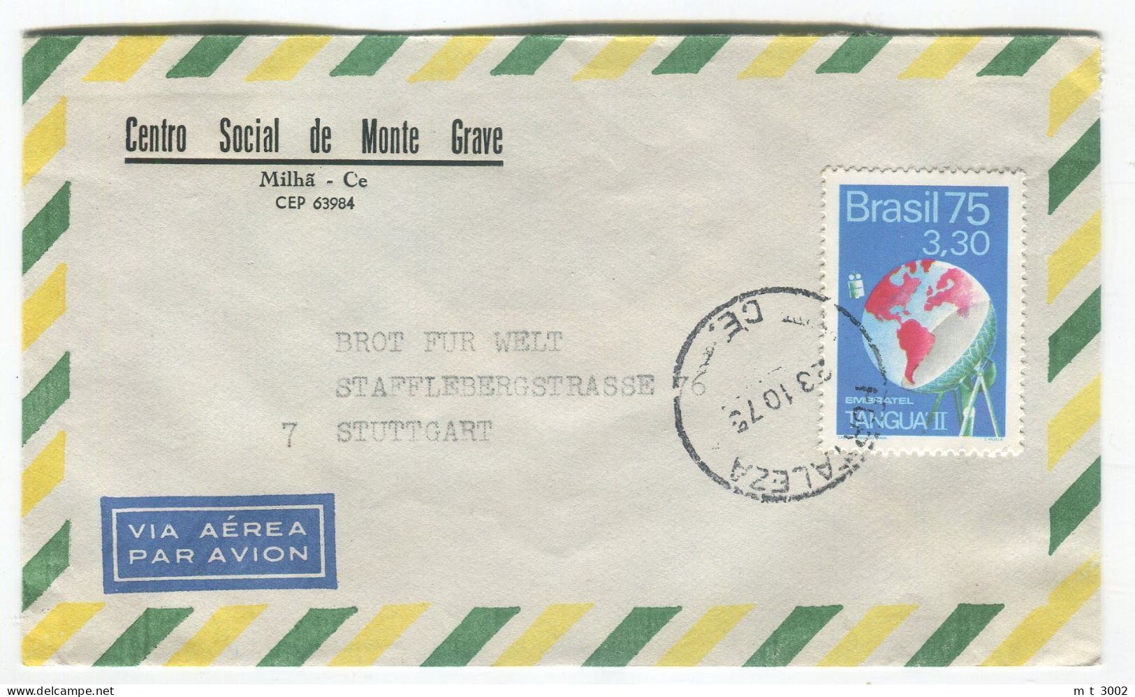 Cover Brazil Fortaleza 1975 EMBRATEL Telecommunication - Lettres & Documents