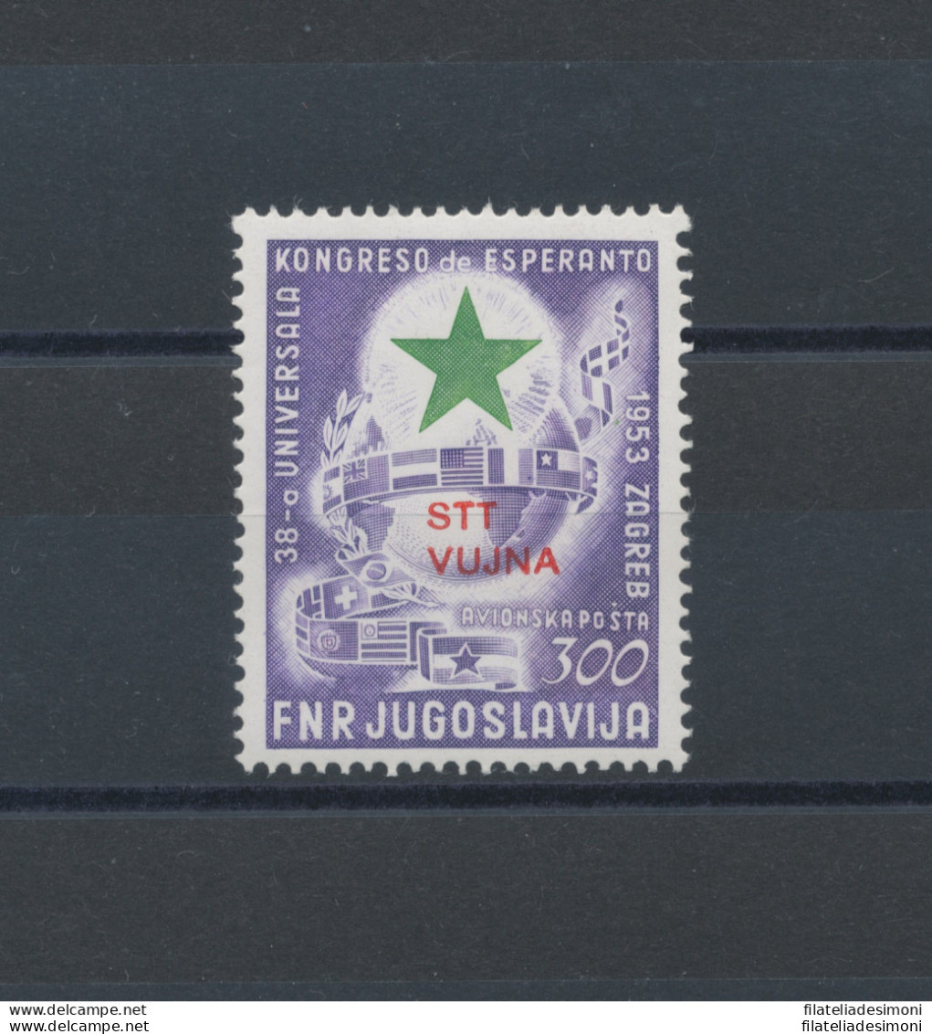 1953 TRIESTE B, Posta Aerea A20 Esperanto Violetto E Verde , MNH** - Otros & Sin Clasificación