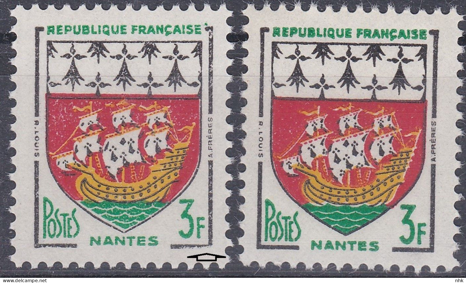 18135 Variété : N° 1186 Blason Nantes Cadre Raboté + Normal   ** - Nuevos