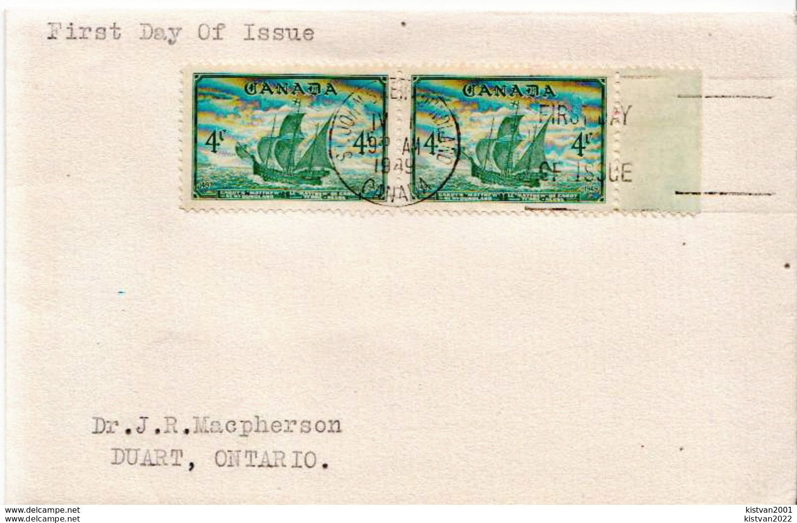 Postal History: Canada Cover With The Issue Day Cancel - Covers & Documents