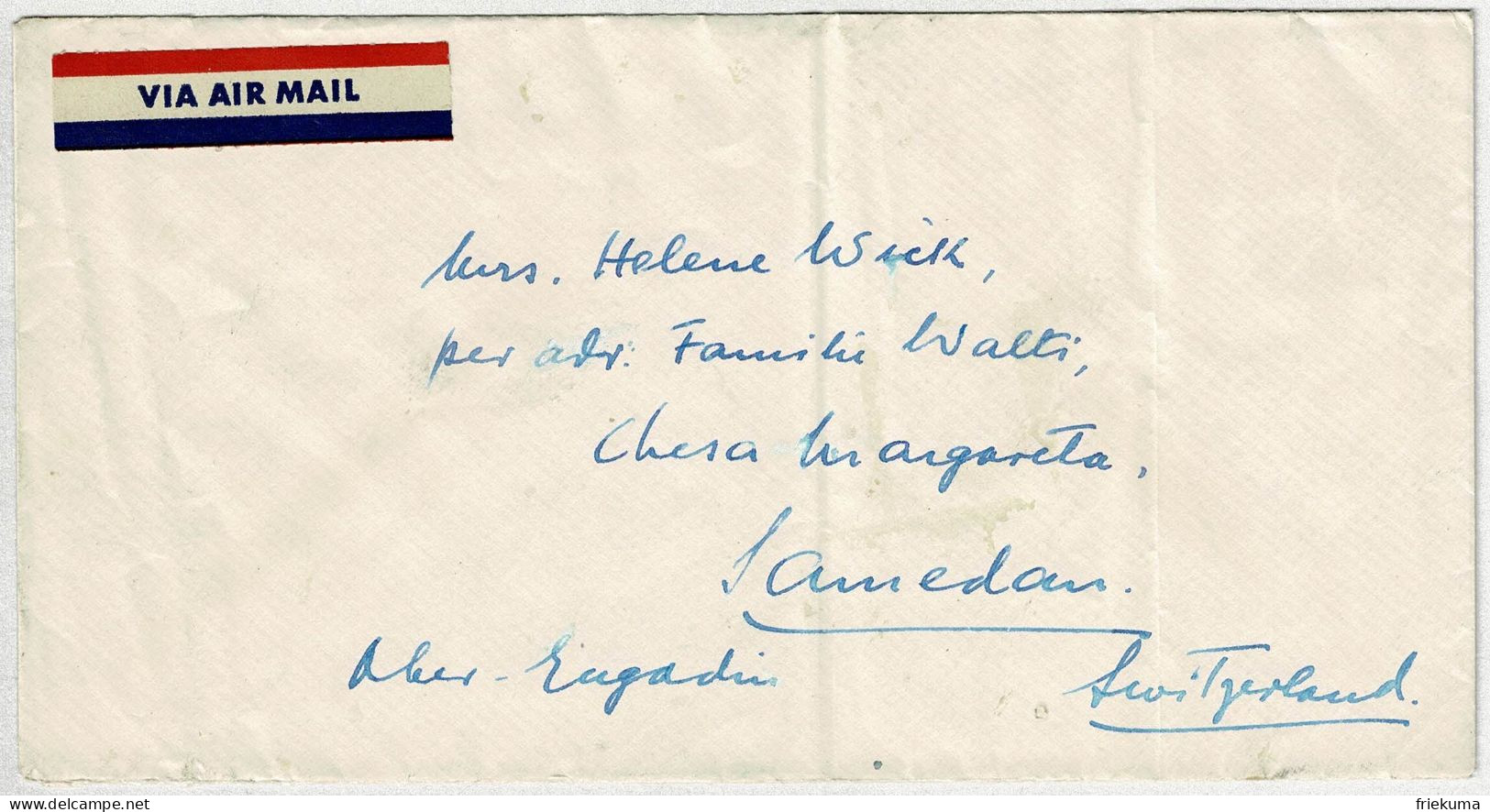 China 1949, Luftpostbrief / Air Mail Shanghai - Samedan (Schweiz), Frankatur Rückseite - Briefe U. Dokumente