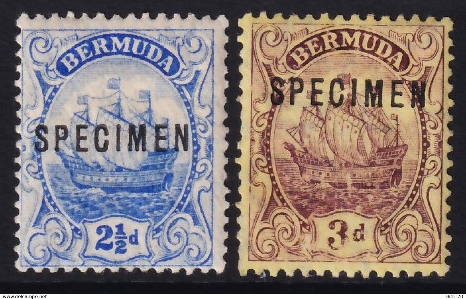 Bermudas, 1910 Y&T. 42, 43, MH, SPECIMEN. - Bermuda