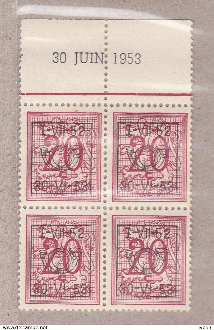 1953 Nr PRE627** Zonder Scharnier,blokje Van 4:Roest-zie Scans.Heraldieke Leeuw:20c. - Tipo 1951-80 (Cifra Su Leone)