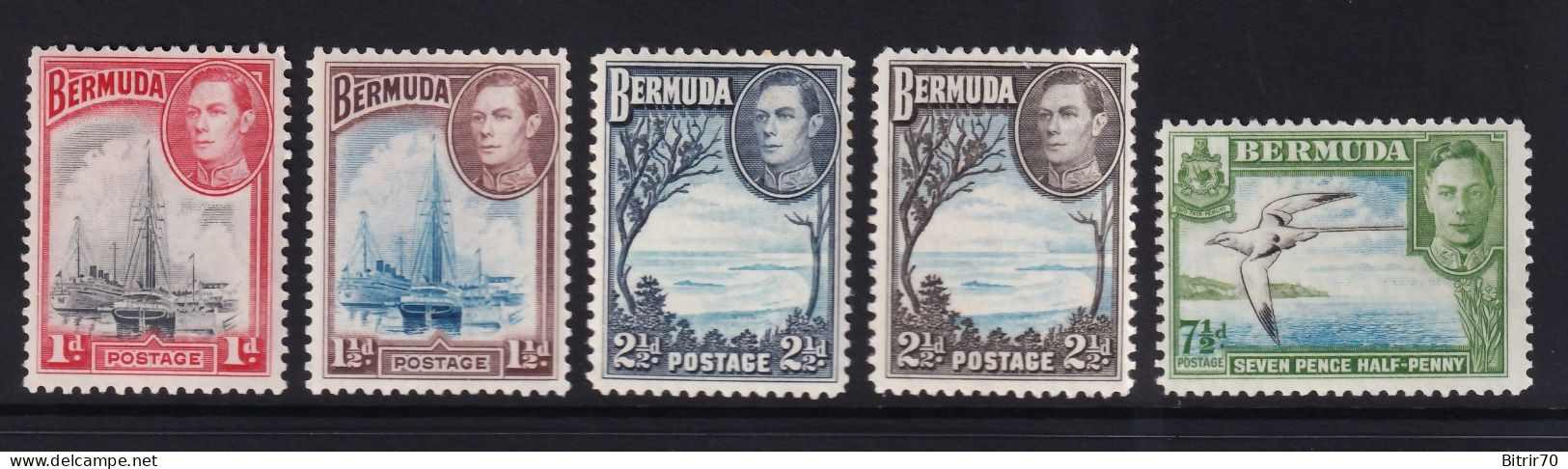 Bermudas, 1934-41 Y&T. 104, 105, 108, 109, 112, MNH. - Bermudes