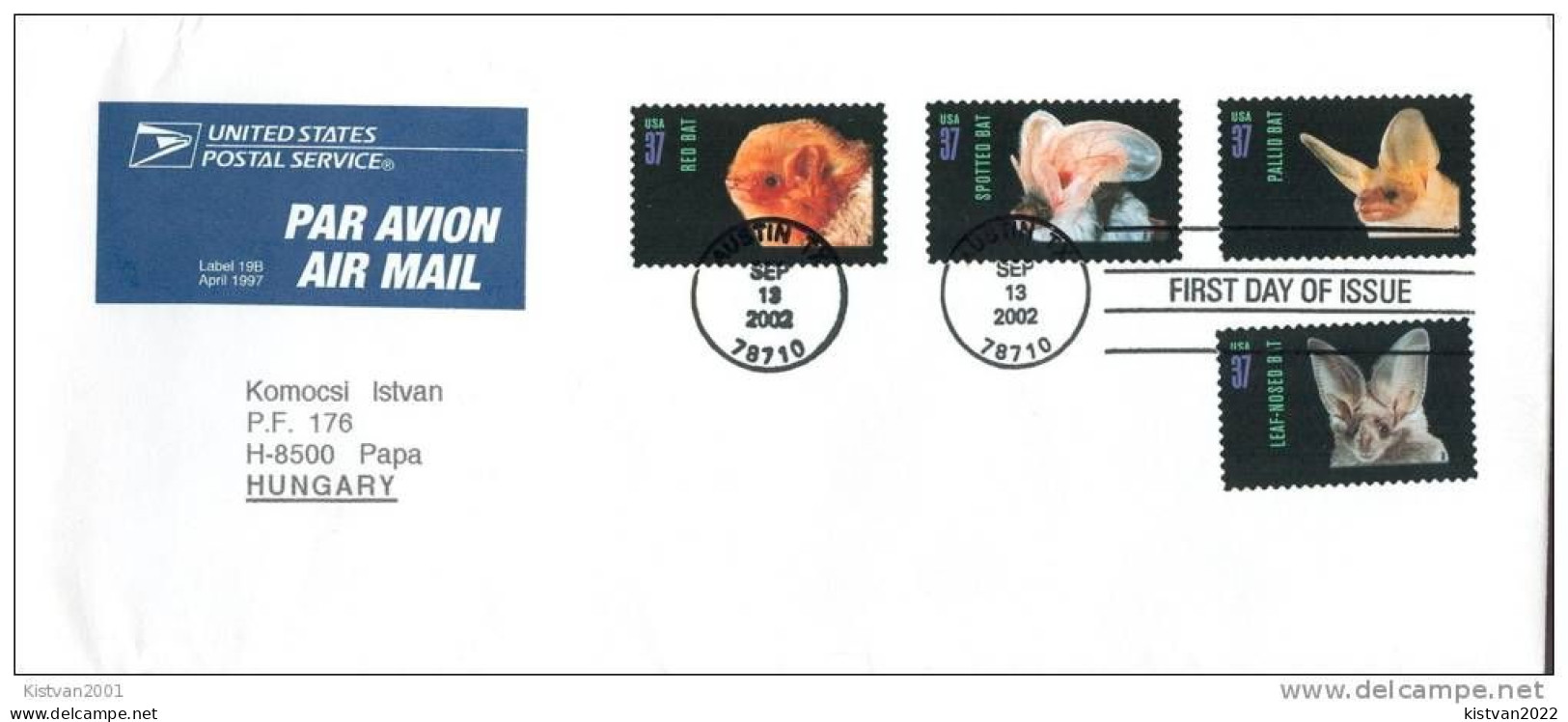 Postal History: USA Used FDC - Murciélagos