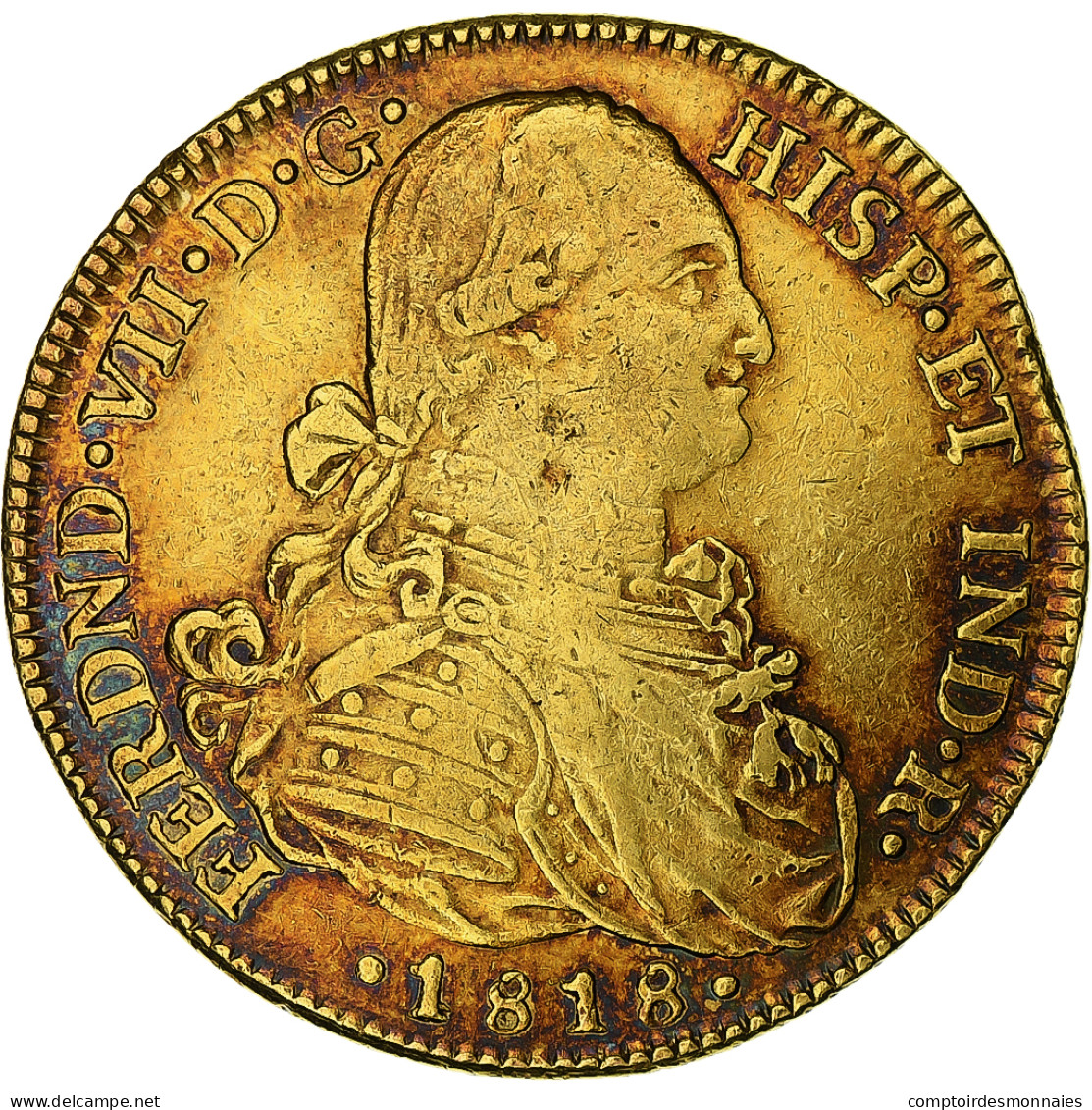 Colombie, Ferdinand VII, 8 Escudos, 1818, Bogota, Or, TTB, KM:66.1 - Colombie