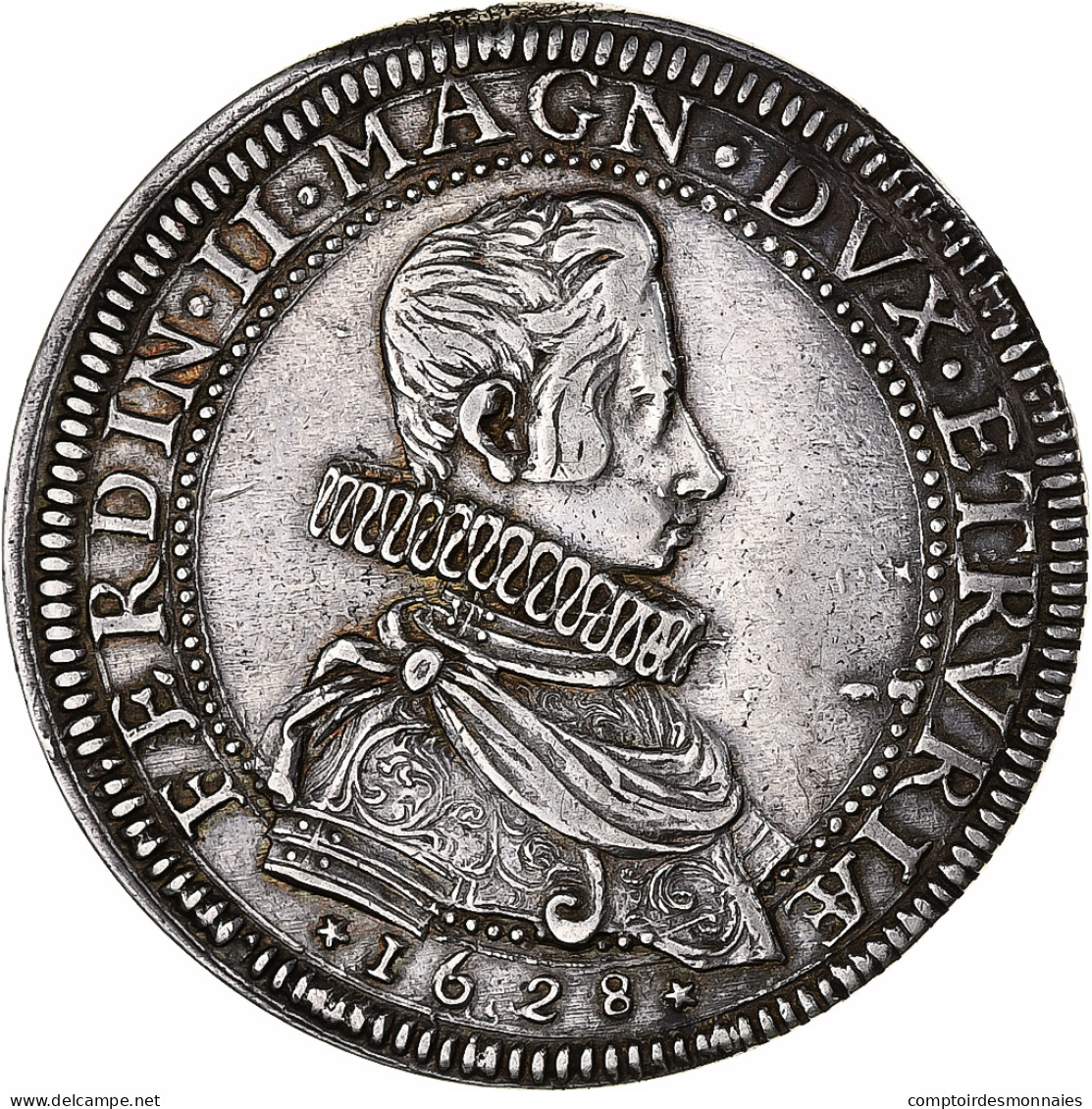 Italie, Toscane, Ferdinando II De' Medici, Piastre, 1628, Florence, Argent, TTB+ - Tuscan