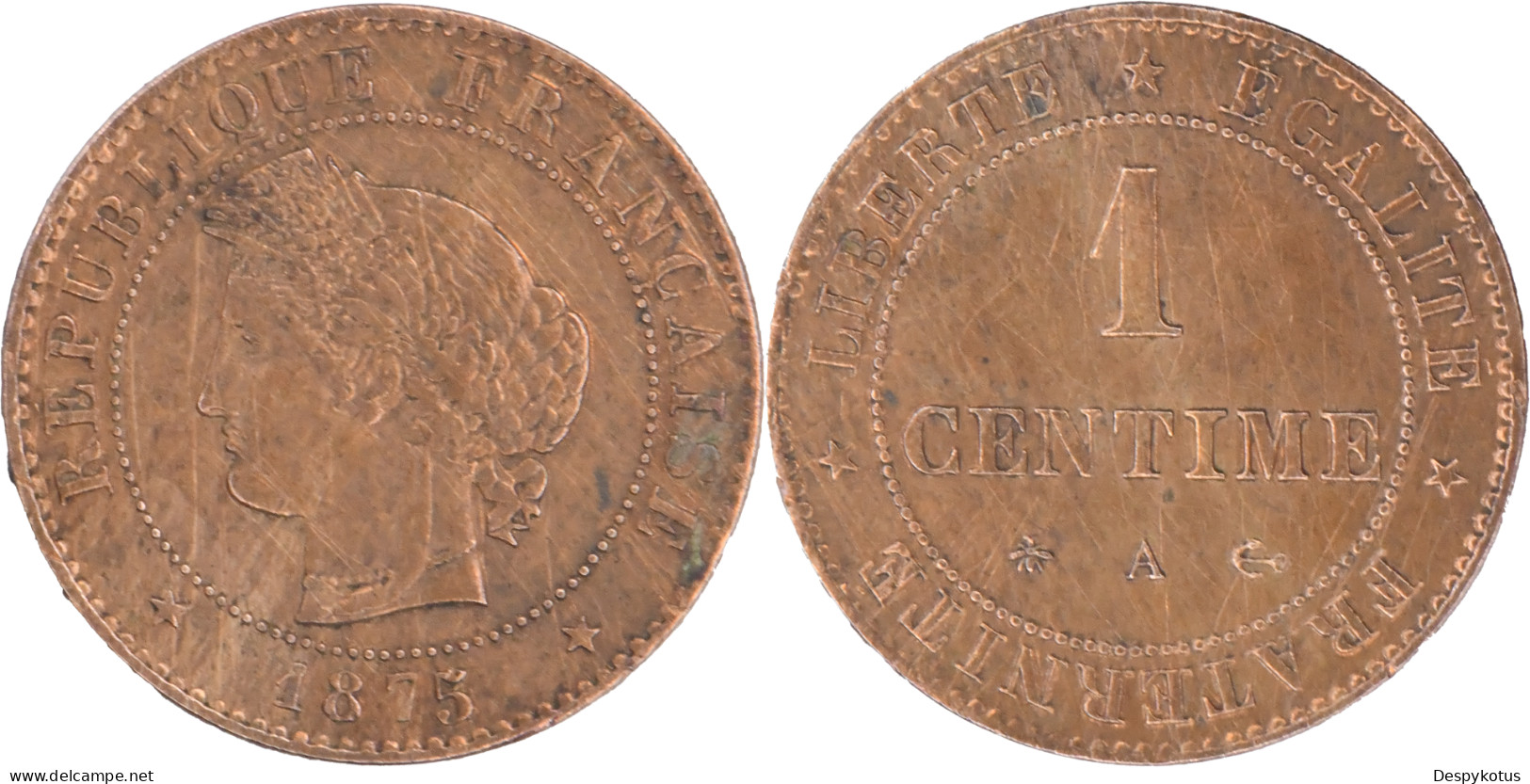 FRANCE - 1875 - UN CENTIME Cérès - Paris (A) - 18-219 - 1 Centime