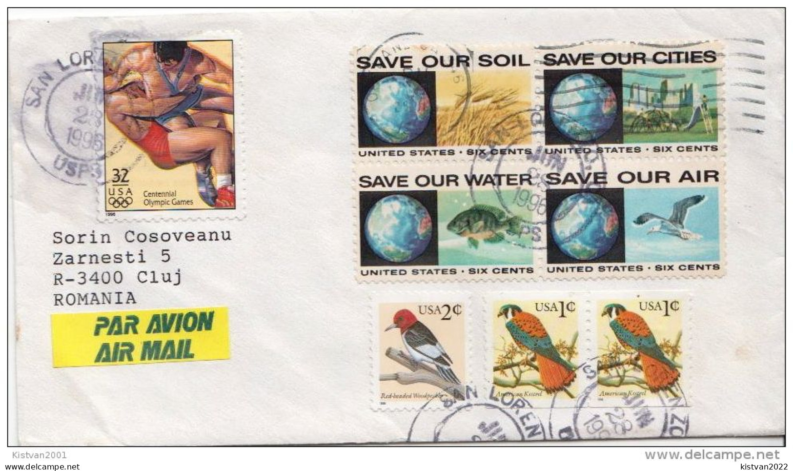 Postal History: USA Stamps In A Block Of 4 On Cover - Environment & Climate Protection