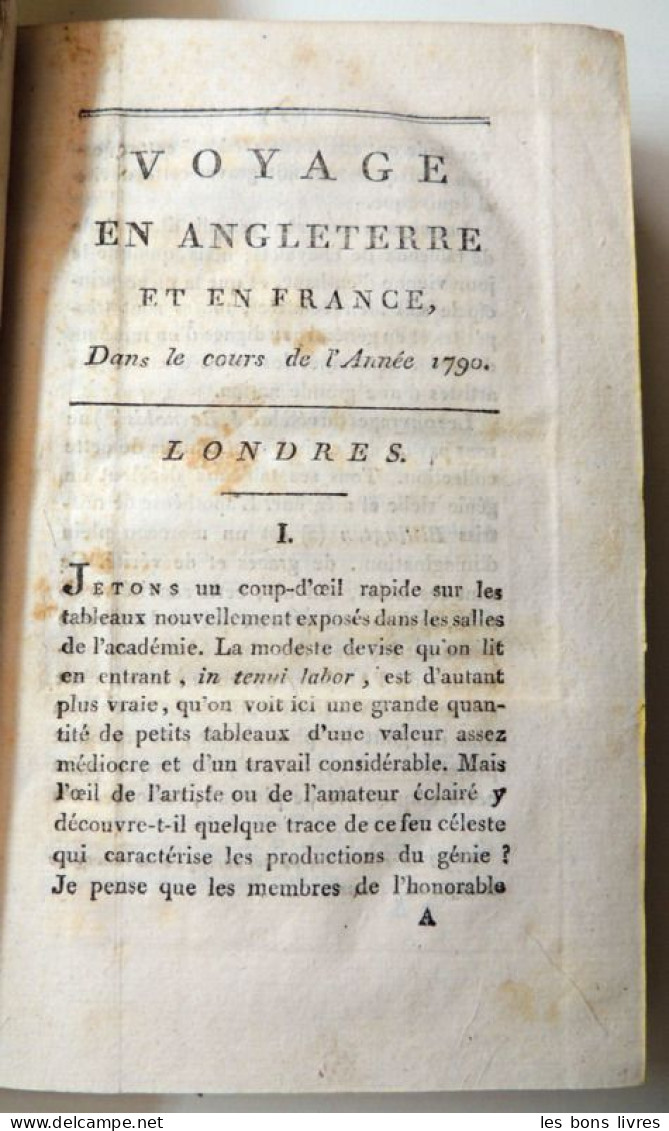 1790. Forster. Voyage Philosophique Et Pittoresque. L'Angleterre. Londres.. - Tot De 18de Eeuw