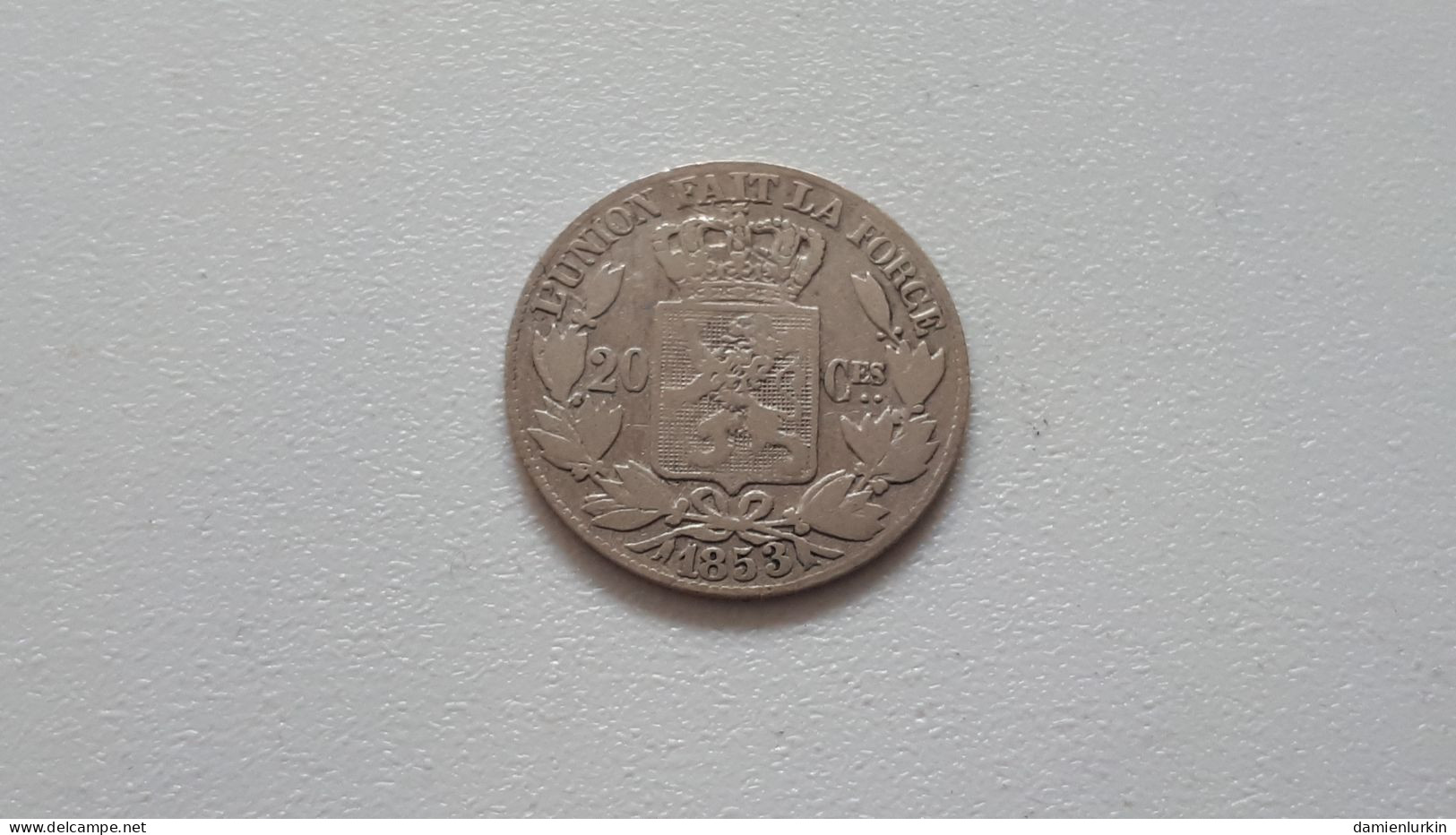 BELGIQUE LEOPOLD PREMIER 20 CENTIMES 1853 SANS POINTS  RESTE 544.310 EX. ! COTES : 15€-75€-150€-300€ - 20 Cents