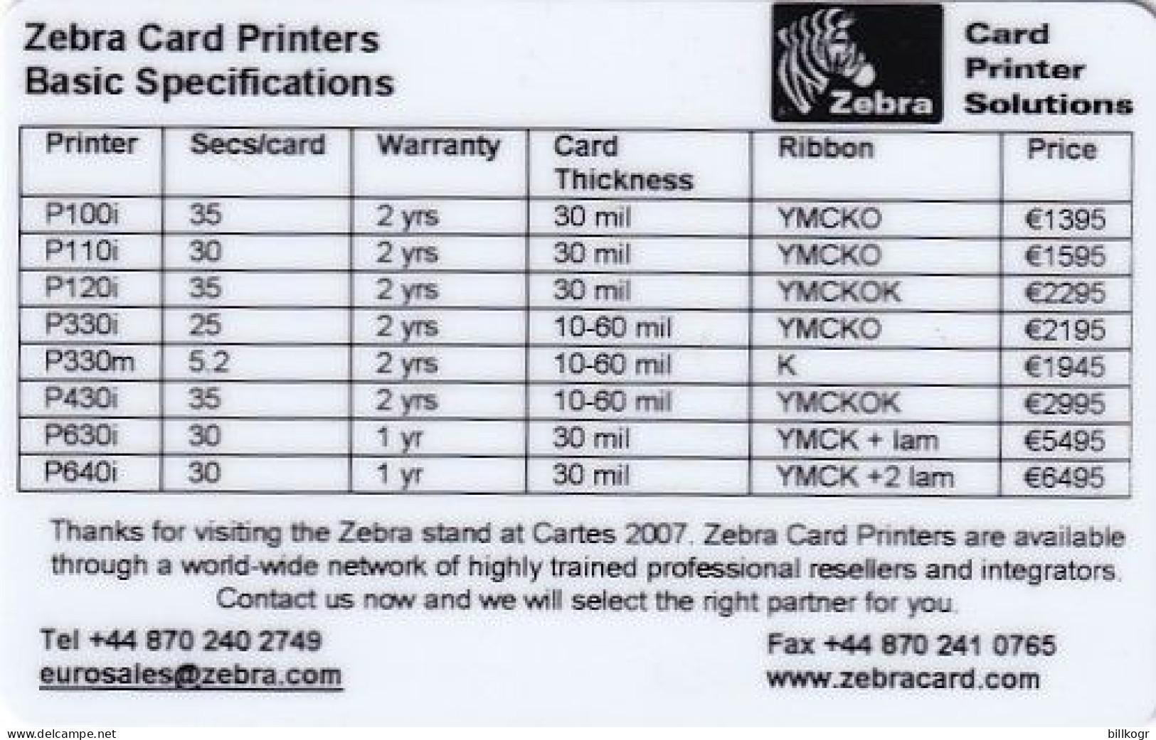 UK - Zebra Card Printers, Printing Sample - Sonstige & Ohne Zuordnung