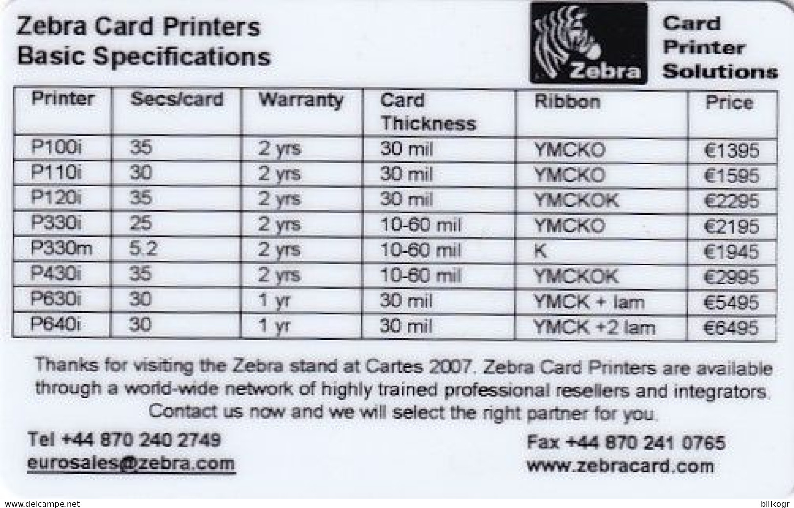 UK - Zebra Card Printers, Printing Sample - Autres & Non Classés