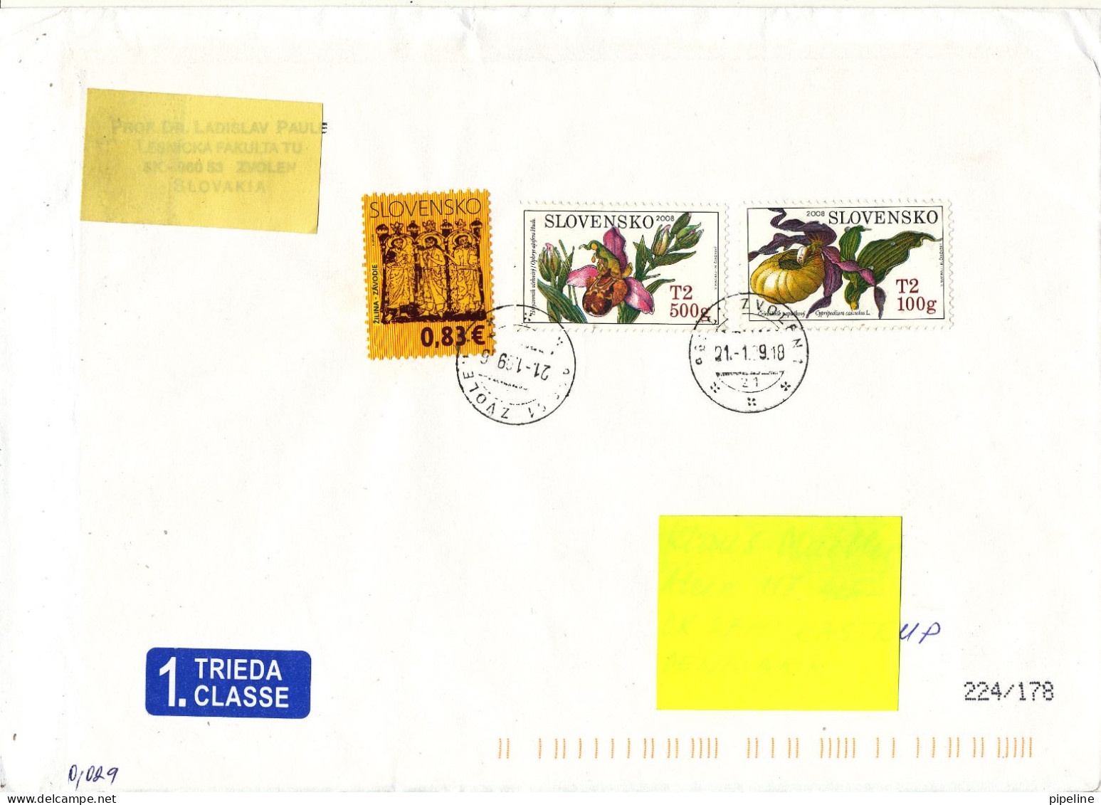 Slovakia Cover Sent To Denmark 21-1-2009 Topic Stamps - Brieven En Documenten