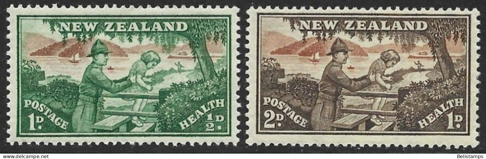 New Zealand 1946. Scott #B28-9 (MH) Soldier Helping Child Over Stile  *Complete Set* - Service