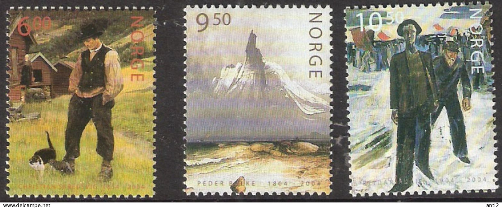 Norge Norway  2004 Paintings Of Skredsvig, Balke, Aulie, Mi  1493-1495, MNH (**) - Unused Stamps