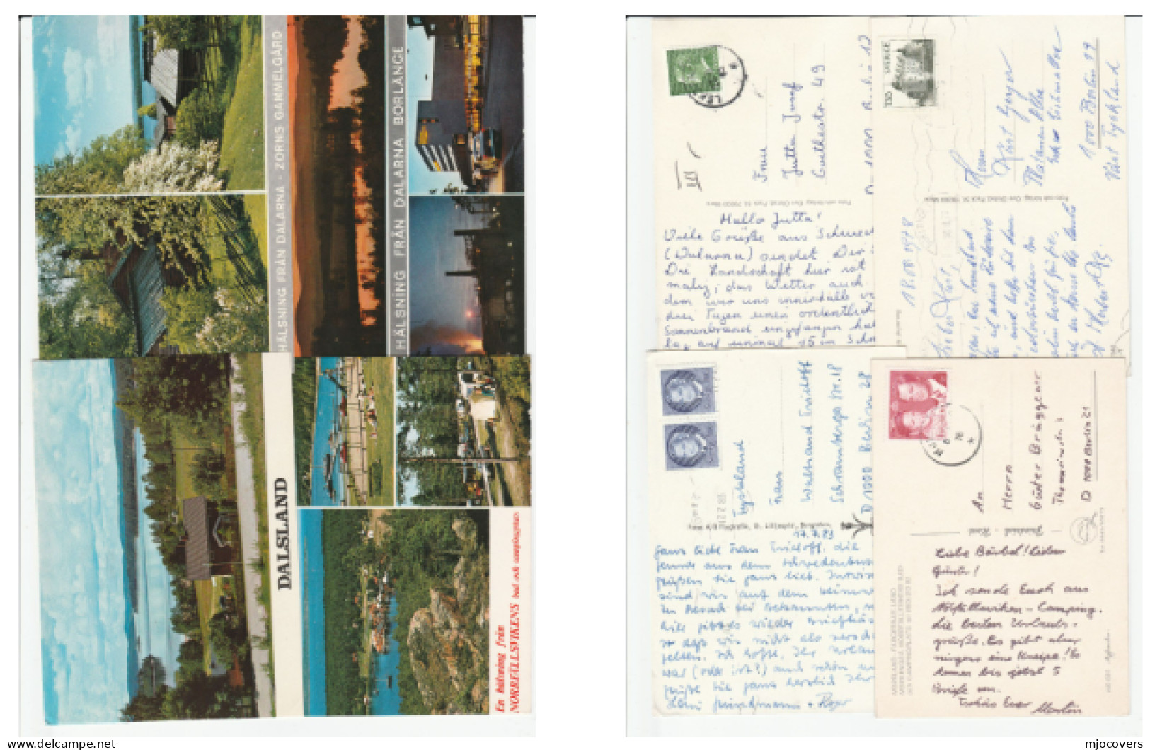 4 Postcards Dalarna Dalsland Norrfallsvikens SWEDEN To Germany Cover Stamps Postcard - Cartas & Documentos