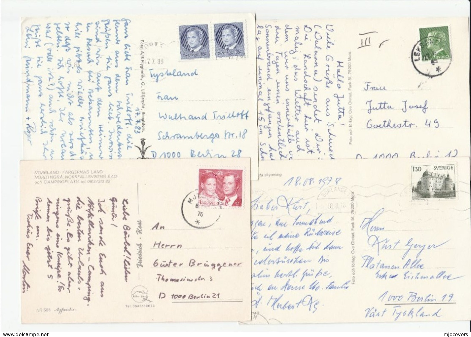 4 Postcards Dalarna Dalsland Norrfallsvikens SWEDEN To Germany Cover Stamps Postcard - Brieven En Documenten
