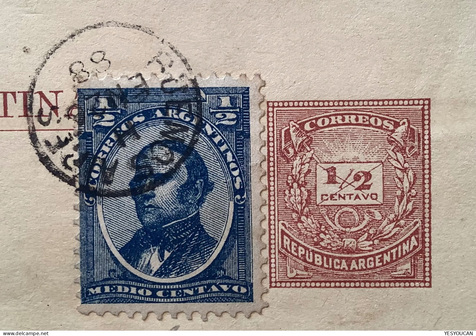 Argentina Rare BUENOS AIRES 1888 Postal Stationery Wrapper 1/2c Franked 1/2c Blue>Olavarria (cover Entier Lettre - Postal Stationery