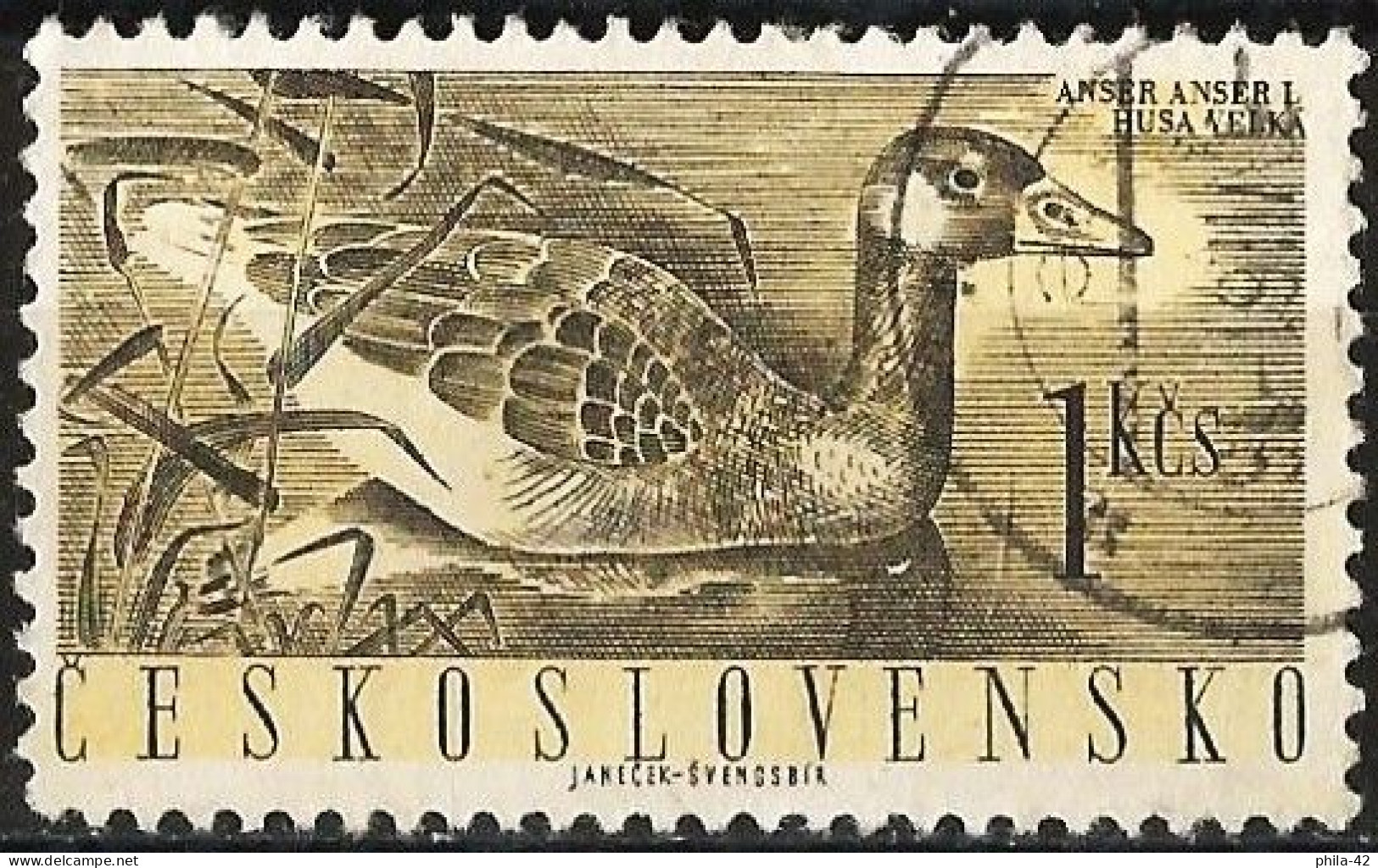 Czechoslovakia 1960 - Mi 1232 - YT 1113 ( Bird : Greylag Goose ) - Gansos