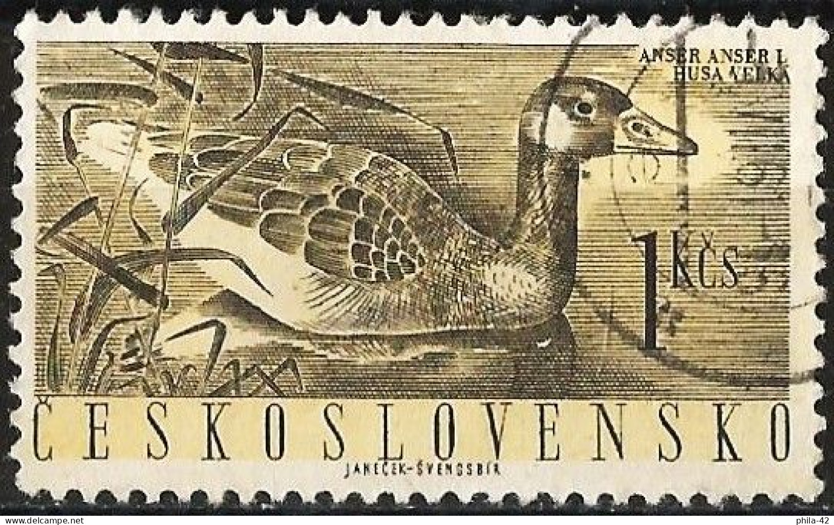Czechoslovakia 1960 - Mi 1232 - YT 1113 ( Bird : Greylag Goose ) - Gänsevögel