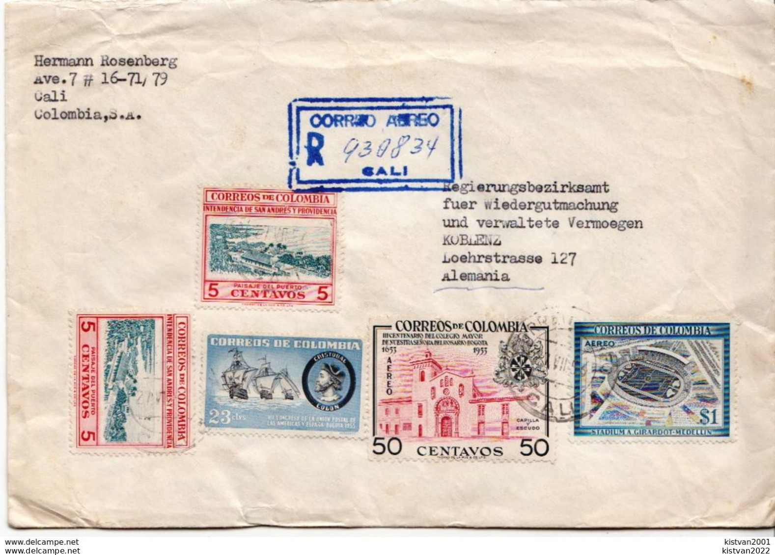 Postal History: Colombia R Cover - Colombie