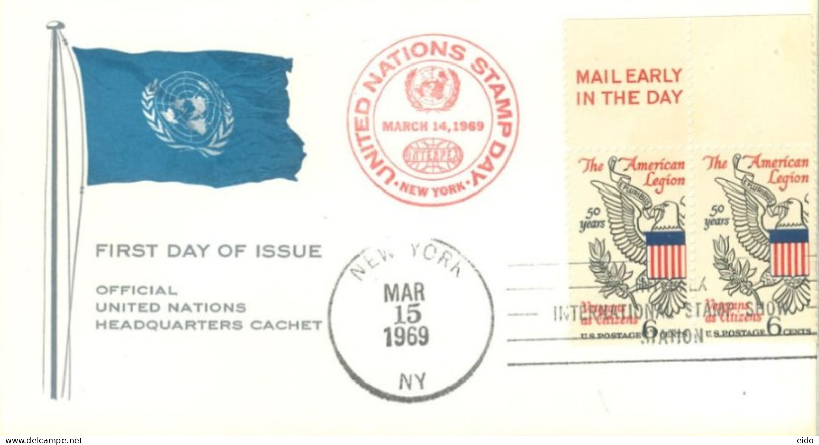 U.S.A.. -1969 -  FDC STAMPS OF OFFICIAL UNITED NATIONS HEADQUARTERS CACHET. - Cartas & Documentos