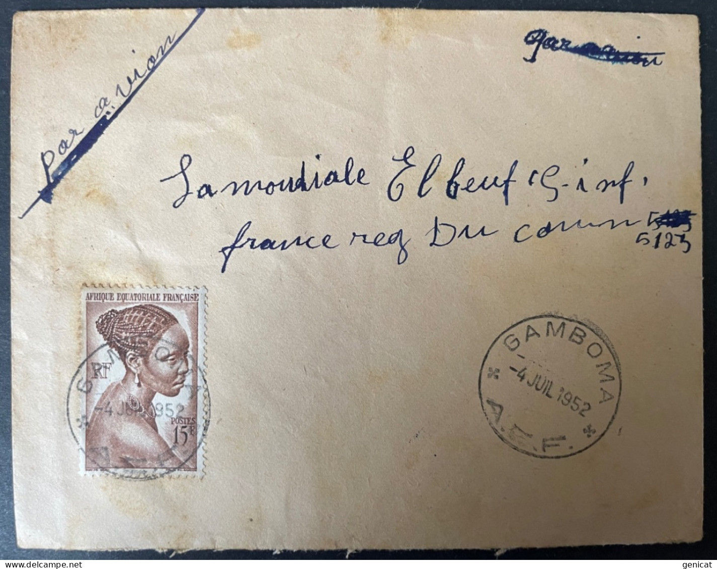 Congo Français Lettre De Gamboma 1952  Pour Elbeuf - Lettres & Documents