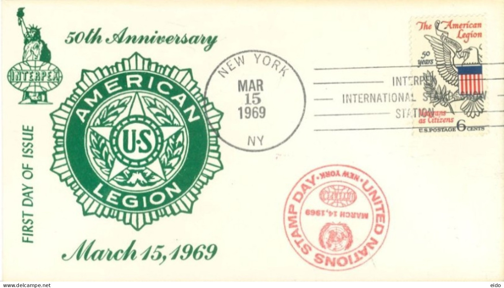 U.S.A.. -1969 -  FDC STAMP OF 50th ANNIVERSARY OF AMERICAN LEGION. - Storia Postale