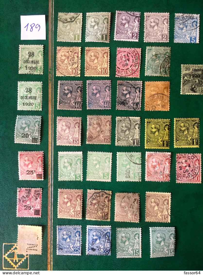 Monaco Lot 189 N°11 à 20-42-44-48-51-52 Neuf Et Oblitéré 1881/1921 Cote + 416 Euros - Otros & Sin Clasificación